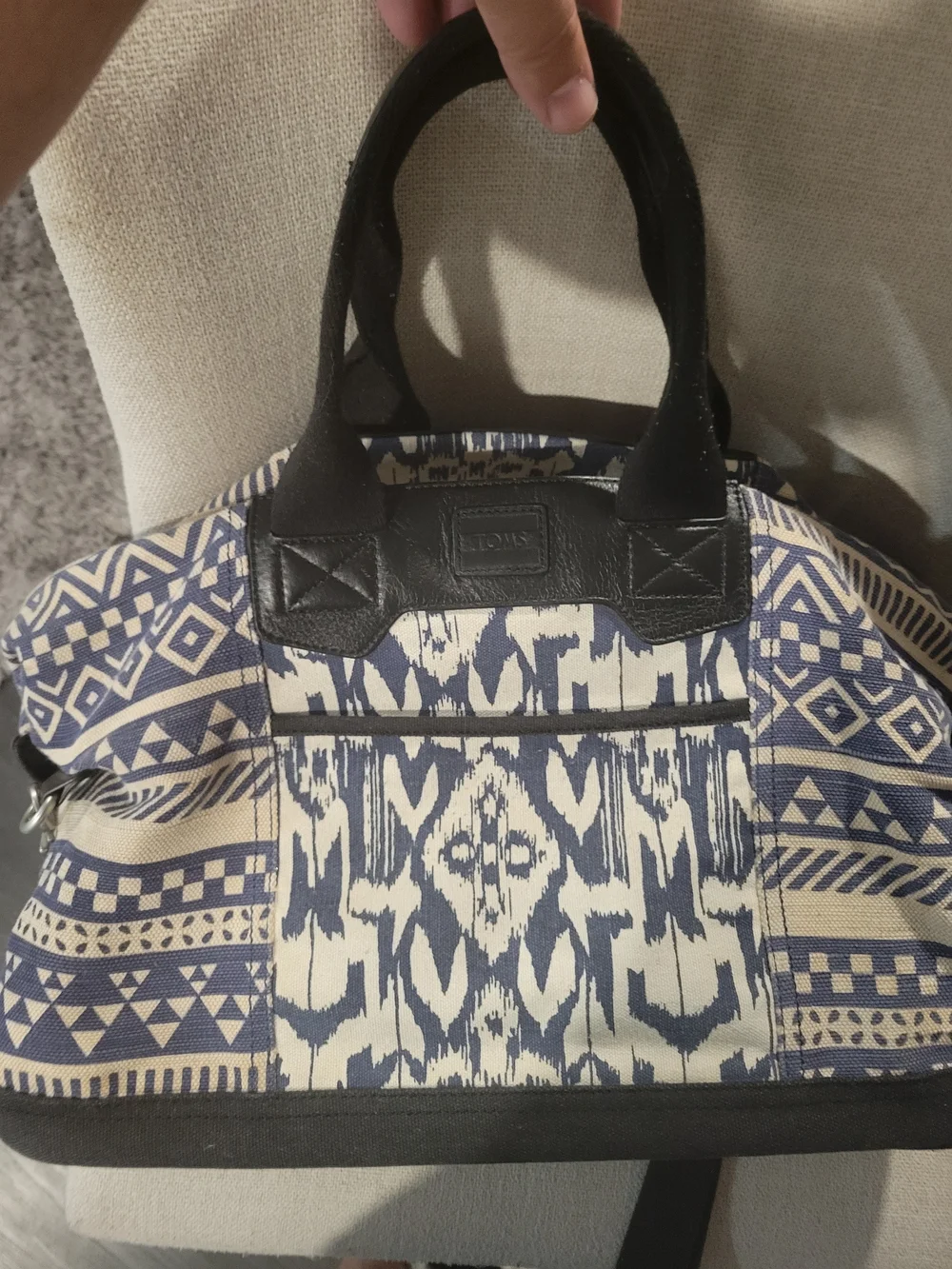 Toms Blue and Cream Patterned Satchel